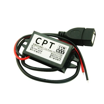 Водонепроницаемый преобразователь постоянного тока от 7-22 В до 5 В 3A с разъемом USB для автомобиля с защитой от перегрузки по низкому напряжению  10