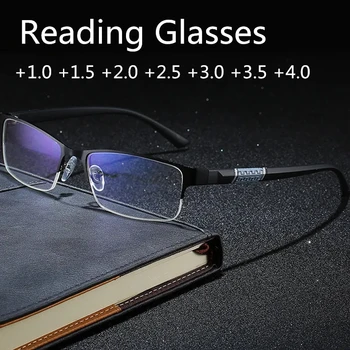 HD Очки для чтения для Мужчин, Полукадровые Пресбиопические Очки, Компьютерные Очки С Защитой От Синего Света, Очки + 1,0 - + 4,0, Ретро Gafas  5