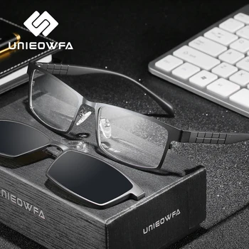Солнцезащитные очки с магнитной клипсой UV400 Мужские поляризованные солнцезащитные очки по рецепту для мужчин при близорукости Мужские оптические очки с магнитной клипсой  5