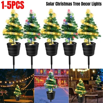 Уличные солнечные фонари для Рождественской елки, водонепроницаемая спиральная гирлянда, ландшафтная лампа, срок службы до 10 часов, съемный стержень для домашнего сада  5