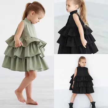 Многослойное платье-пачка для маленьких девочек от 0 до 5 лет, детская летняя одежда, повседневное платье без рукавов, детские праздничные свадебные платья принцессы  10
