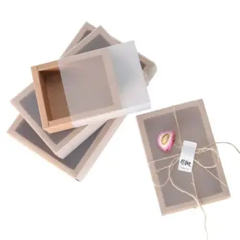 10 шт., большая подарочная коробка из черной бумаги, коробки из крафт-картона большого размера, прозрачная коробка для упаковки, маленькая коробка из коричневой бумаги с окошком для мыла для футболки.  4