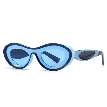 Панда Ретро Овальные Солнцезащитные очки Мужские Винтажные Модные Солнцезащитные Очки Классические Белые Черные Lentes De Sol Mujer  5