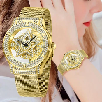 Женские часы LIGE, креативные кварцевые наручные часы с полым циферблатом, Сетчатый ремешок из нержавеющей стали, Водонепроницаемые женские часы, подарок для влюбленных + коробка  10