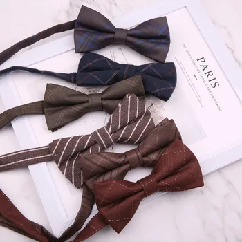 6*12 см Модный британский стиль, деловой повседневный клетчатый хлопковый жаккардовый галстук-бабочка для мужского костюма, галстук для важных случаев  5