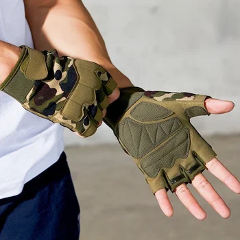 НОВЫЕ мужские тактические перчатки в стиле милитари, перчатки для стрельбы на полпальца, спортивные противоскользящие перчатки для страйкбола, велосипедные  3