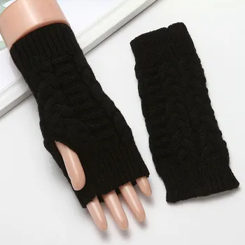Женские модные вязаные ветрозащитные теплые перчатки с утолщенными пальцами, варежки, трансформируемые перчатки, комбинированные варежки с карманом  5