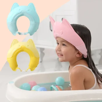 Регулируемая детская шапочка для душа, водонепроницаемый козырек для детской ванны, милая шапочка для мытья волос для защиты глаз, колпачок для детского шампуня  4