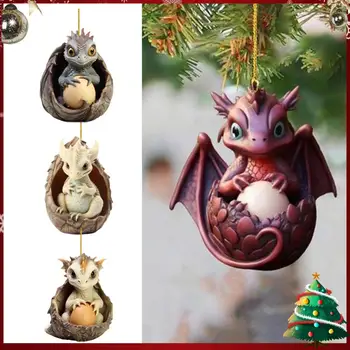 Рождественская подвеска в виде яйца дракона, елка, Новинка, украшение в виде яйца дракона, акриловый брелок, украшение для дома и автомобиля  3