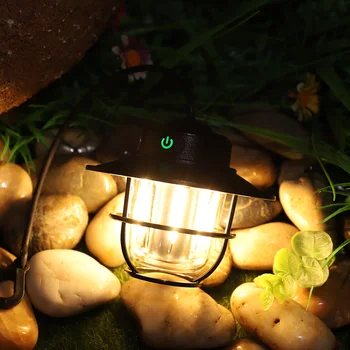 Уличный фонарь для кемпинга IPX4 Водонепроницаемый светодиодный портативный светильник Type-C для зарядки Подвесной светильник с плавным затемнением для палатки для рыбалки барбекю  10