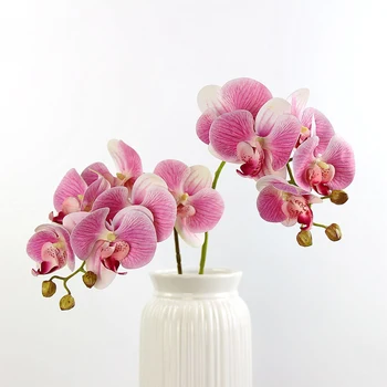 70 см/25 дюймов Имитация орхидеи-бабочки, роскошный латексный искусственный цветок, белые розовые орхидеи, искусственный цветок для домашнего свадебного украшения  5