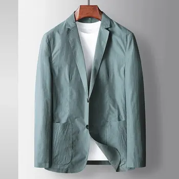 6644-Мужской тонкий повседневный солнцезащитный крем, эластичный маленький костюм весна-осень, однобортная куртка west, летняя рубашка  0