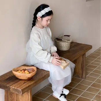 Детское весенне-осеннее платье-костюм Для Девочек, комплект из двух предметов, Детский Сказочный комплект красоты  3
