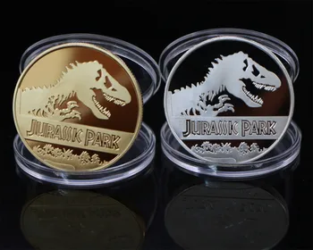 2 шт./лот, Позолоченные, посеребренные монеты, коллекция памятных монет с динозаврами 