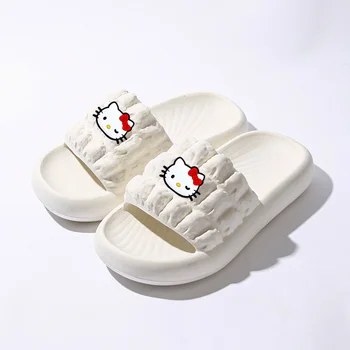 2022 Sanrio hello kitty, летние тапочки из ЭВА, домашние и уличные, милые мультяшные тапочки для девочек, модные сандалии на платформе  5