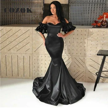 Элегантные Черные Длинные платья для выпускного вечера в стиле Русалки, сексуальное вечернее платье с открытыми плечами и открытой спиной, Vestidos De Gala, сшитое на заказ  10