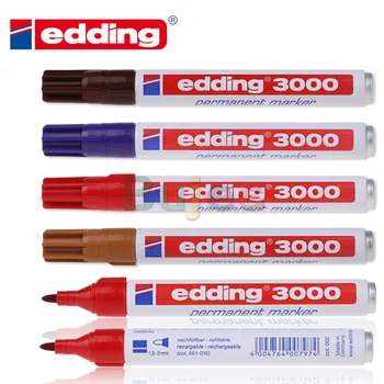 Перманентный маркер Edding 3000, 1,5-3 мм, Быстросохнущий Перманентный маркер для картона, пластика, дерева и металла  5