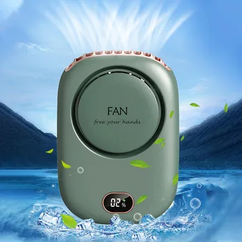 Портативный Подвесной Шейный Вентилятор USB Перезаряжаемый Охладитель Воздуха Летний Поясной Зажимной Вентилятор С Цифровым Дисплеем Мини-Электрический Вентилятор С Немой Шейной Лентой Вентиляторы  10