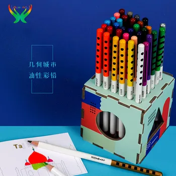 Оригинальный грифель MIYA 24/36/48 цветов, Новый продукт, масляные цветные карандаши Geometric City, профессиональные масляные цветные карандаши  5
