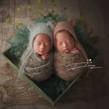 Реквизит для фотосъемки новорожденных Запись роста ребенка Обертывания Фото Одеяло Детское Винтажное хлопковое льняное с кисточками Реквизит для фотосъемки  3