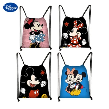 Аниме Disney Mickey Bundle Карманные студенческие сумки с Микки Маусом Мультяшный Портативный Рюкзак Сумка для хранения на открытом воздухе Полиэфирные сумки Minnie  5