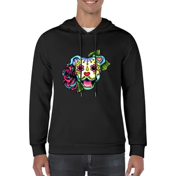Новый улыбающийся Питбуль в белом - Day of the Dead Pitbull - Пуловер с изображением собаки с сахарным черепом, толстовка с капюшоном, мужская одежда, мужские толстовки  5
