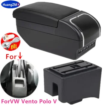 Коробка для подлокотника Volkswagen VW Vento Polo V 2009-2020 Polo Vivo Center Аксессуары для хранения Центральной консоли с двойным подъемом и USB  5