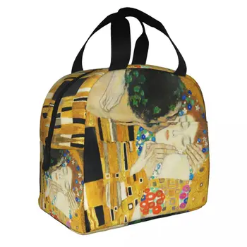 Klimt Kiss Изолированная Сумка для Ланча для Женщин Портативный Термоохладитель Gustav Klimt Freyas Art Lunch Box Рабочие Школьные Сумки Для еды  10