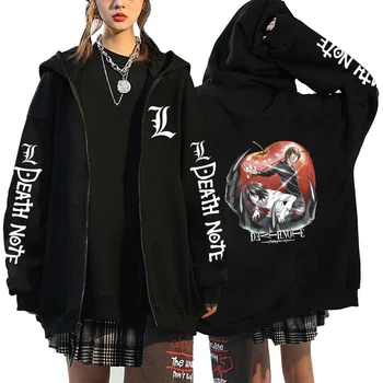 Куртки с аниме Death Note, повседневные толстовки с капюшоном, толстовка с принтом на молнии, уличная одежда в стиле хип-хоп, толстовка с капюшоном, Мужская Женская тонкая флисовая куртка  5