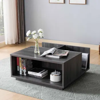 Серый журнальный столик с потрепанным отделением для выдвижных ящиков, легко монтируется для мебели для гостиной внутри помещения  10