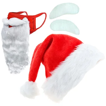 Комплект рождественского костюма, детские костюмы для косплея, Борода Санта-Клауса, аксессуары из полиэстера  10