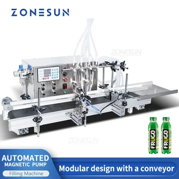 Настольная машина для розлива жидкостей ZONESUN, 4 головки для косметических эссенций, воды, напитков, Автоматический наполнитель для банок и бутылок, Магнитный насос  5
