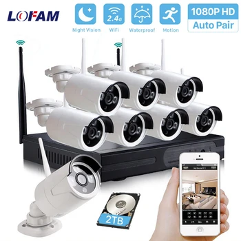 LOFAM 8CH 1080P Беспроводная Система видеонаблюдения 2MP WIFI NVR Комплект Наружная Водонепроницаемая IP-Камера Безопасности IP-Комплект Видеонаблюдения  10