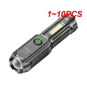 1 ~ 10ШТ USB Перезаряжаемый светодиодный фонарик Бытовой Мощный фонарик с телескопическим зумом, Фонарики дальнего действия, Пригодные для питья на открытом воздухе  5