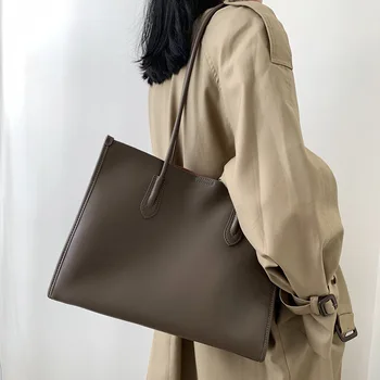 Кожаная женская сумка, новая высококачественная сумка на одно плечо, сумка-тоут, сумка большой емкости для пожилых людей, для поездок на работу, простая мода  5