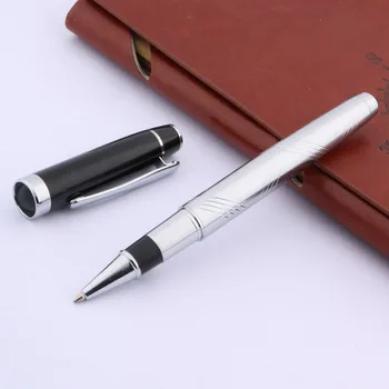 новая металлическая офисная ручка черного или синего цвета с серебряной отделкой, подарочная ручка-роллер  5