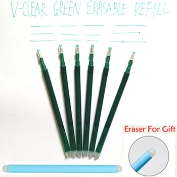 Классическая Милая стираемая гелевая ручка с зелеными чернилами для заправки канцелярских принадлежностей Гелевая ручка для заправки стираемой ручки для канцелярских принадлежностей, необходимых для обучения  5