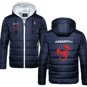 Модная повседневная хлопковая теплая мужская куртка с капюшоном, спортивный топ с логотипом abarth, Горячая распродажа, Цветная блочная парка с капюшоном, хлопчатобумажная одежда  5