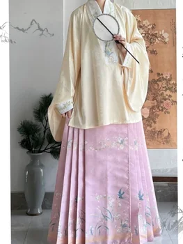 Hanfu Clothe Женщины династии Мин Традиционная китайская одежда Юбка Ma Mian Наряд с вышивкой Древняя Одежда Юбка с Лошадиным лицом  4