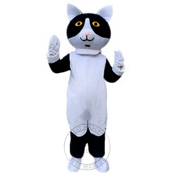 Взрослый размер, черно-белый костюм талисмана кошки, маскарадный костюм для вечеринки по случаю дня рождения, карнавальная рекламная одежда  5