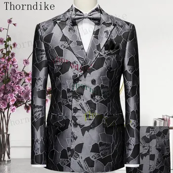 Повседневный мужской костюм Thorndike Slim Fit Type, Комплект из 3 предметов, Двубортное Дышащее Тонкое платье Для Выпускного Вечера, куртка для Вечеринок И Путешествий  5