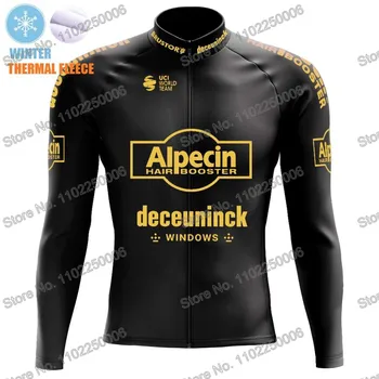 2023 Золотая велосипедная одежда Alpecin Fenix Deceuninck, зимняя велосипедная майка, рубашки для шоссейных велосипедов с длинными рукавами, короткий велосипедный нагрудник  3