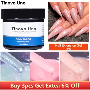 Tinovo Uno 150 г Гель-строитель для наращивания ногтей Glitter Poly Construction Gel Гибридный лак УФ-полупостоянный акриловый Beauty Art  5
