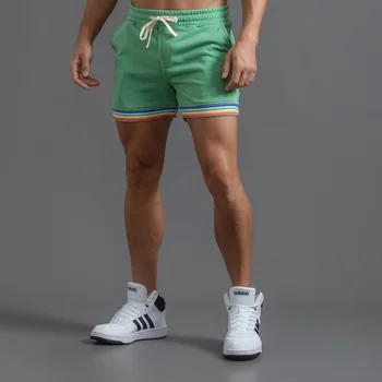 Хлопковые спортивные шорты BabYoung, мужские повседневные шорты в радужную полоску большого размера, плюс размер 4XL  5
