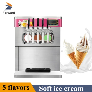 5 Вкусов Автомата для приготовления мягкого мороженого 3 + 2 Вида смешивания вкусов Настольный автомат по продаже мороженого Мягкая подача  5