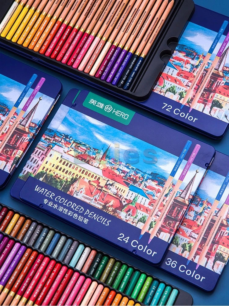 Водорастворимый цветной грифель серии Hero 777 24 / 36 / 48 / 72 набор цветных карандашей для художественной росписи для детей