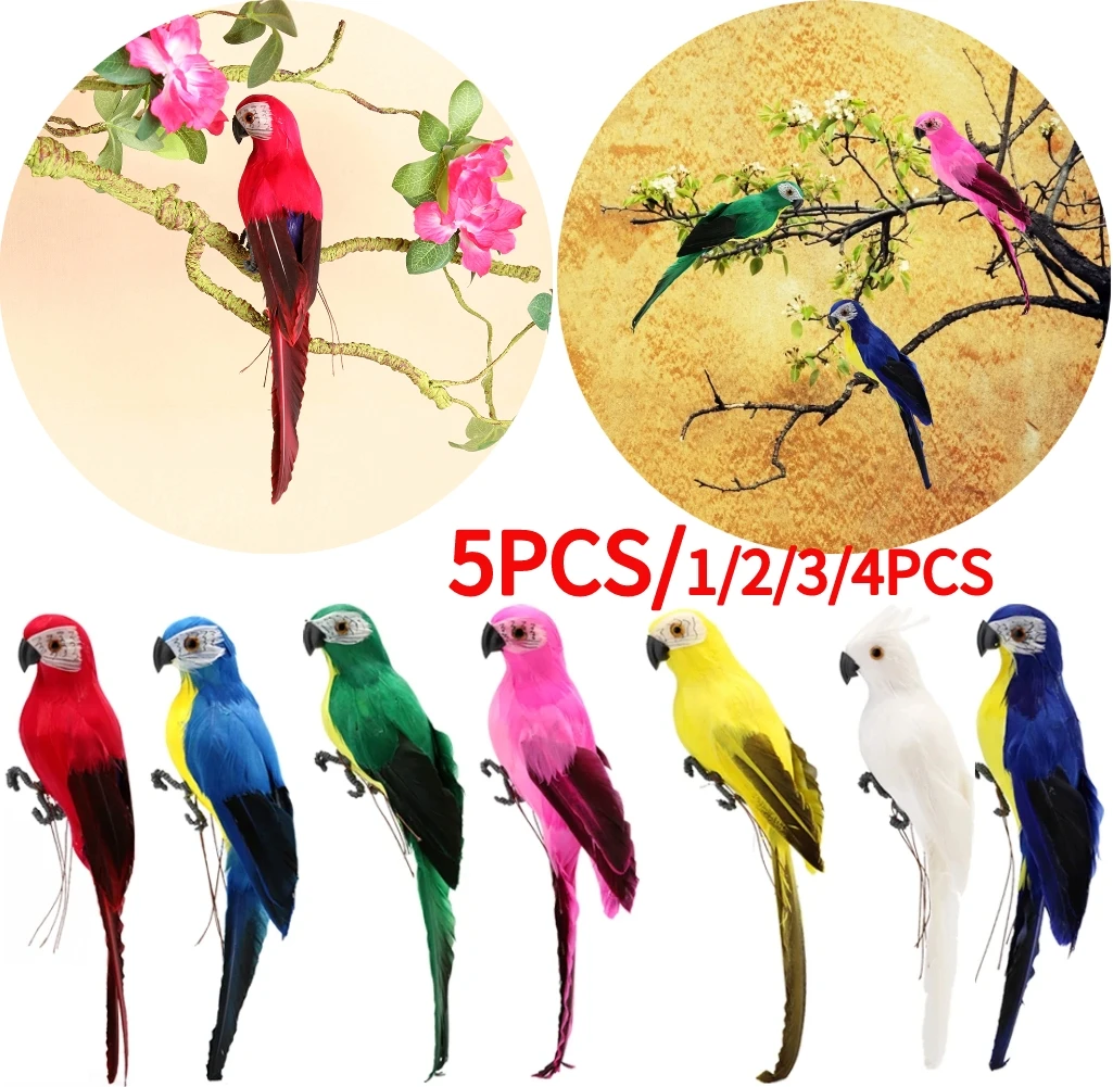 Мини-птицы ручной работы из пенопласта и перьев попугая, поделки птиц, свадебные украшения для сада с искусственными животными