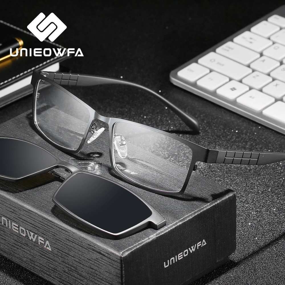 Солнцезащитные очки с магнитной клипсой UV400 Мужские поляризованные солнцезащитные очки по рецепту для мужчин при близорукости Мужские оптические очки с магнитной клипсой
